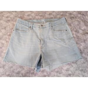 Old Navy Sky High Rise Denim Jean Shorts Womens Size 16 Light Wash Raw Hem